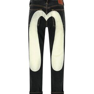 Evisu Black Jeans with White Design